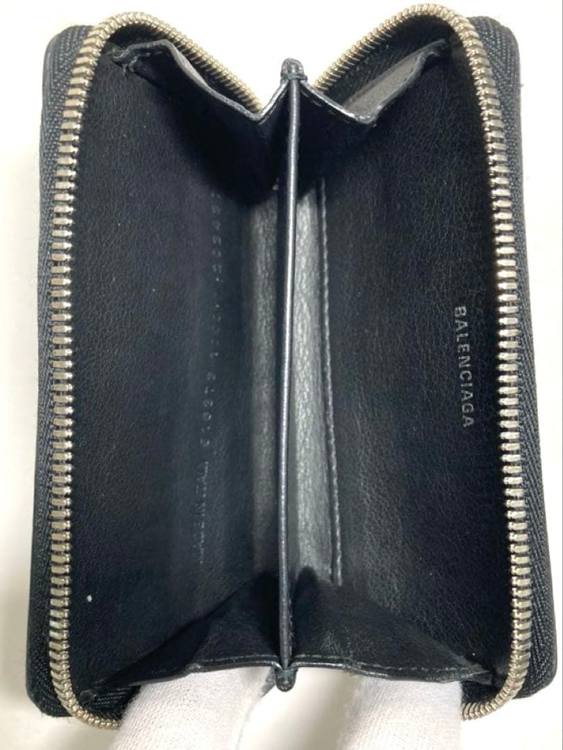 良品　バレンシアガ　レザー　カードケース　ケース　ブラック系