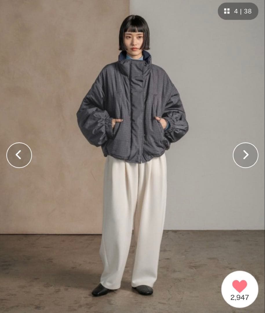 LOWRYS FARM チェックモンスターコート　グレー