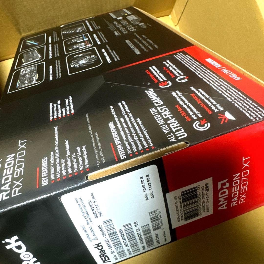 RADEON RX9070XT 16GB AMD ASRock 未開封新品 保有