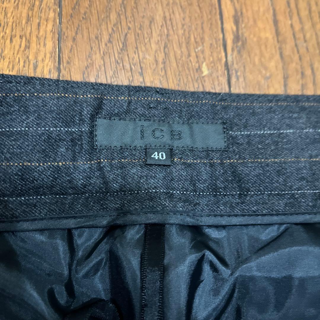 ICB ストライプ ウール パンツスーツ 40