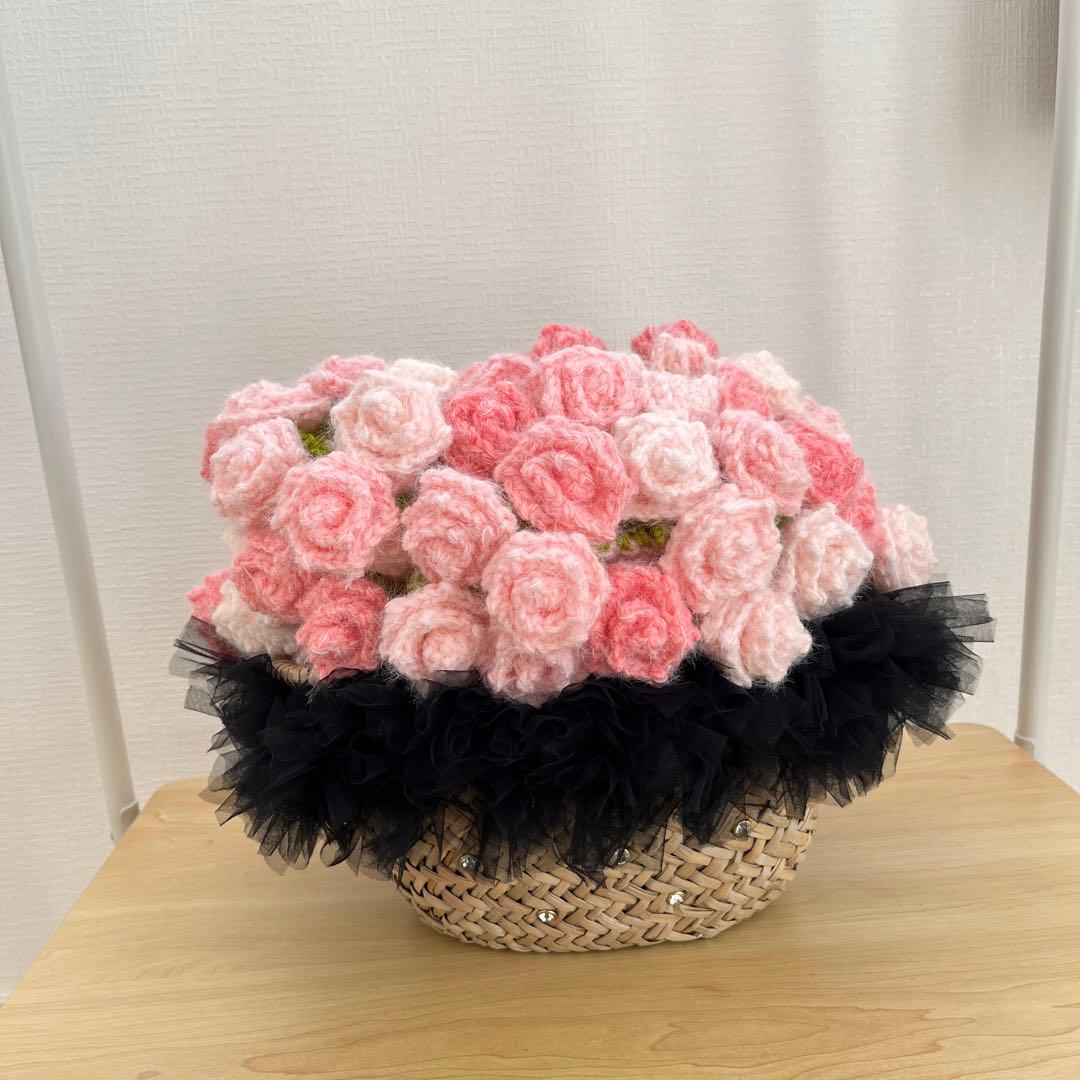 薔薇　花束　ブーケブランケット　94cm ピンクモヘア