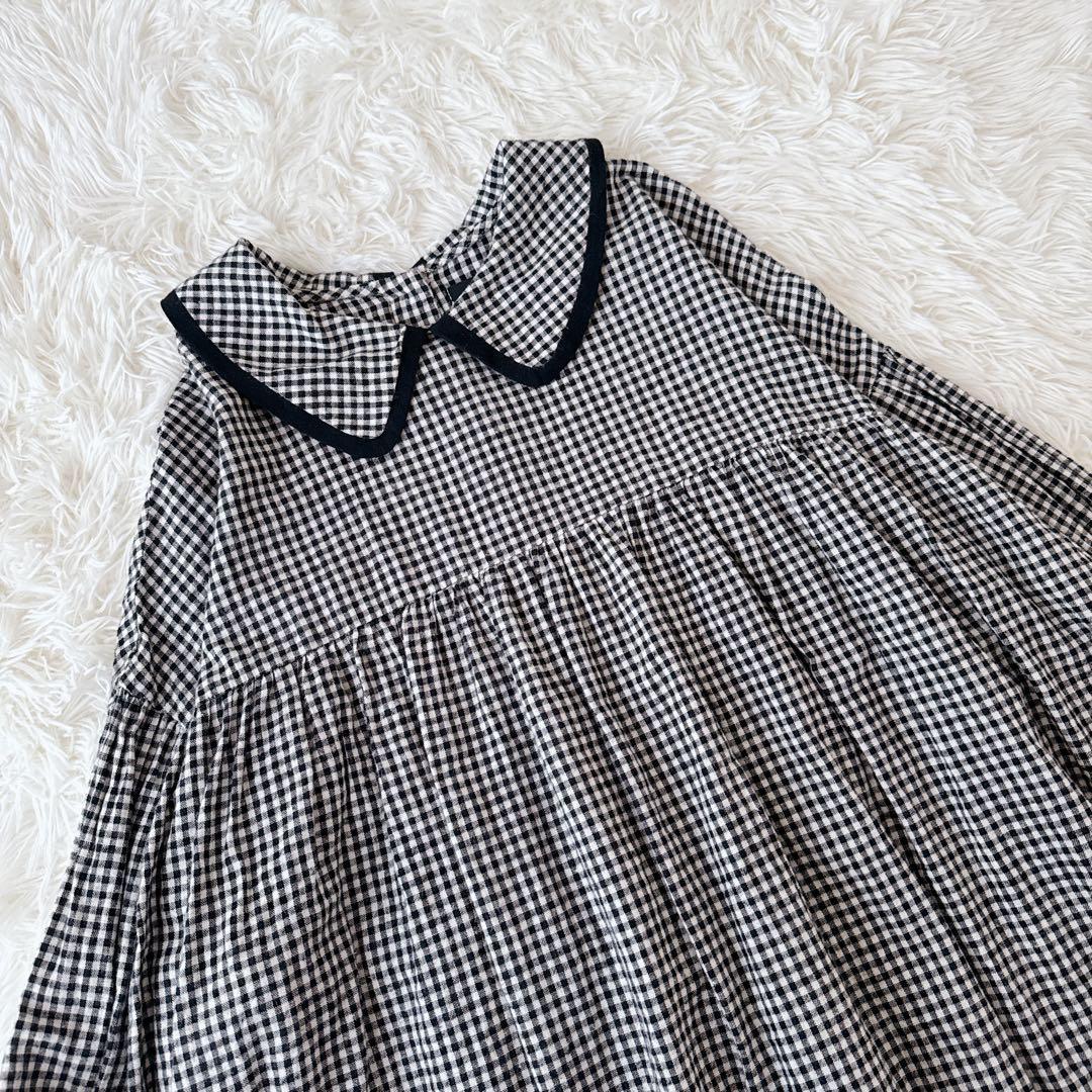 完売品✨美品✨オオカミとフクロウ ギンガムチェック ブラウス 長袖 丸襟