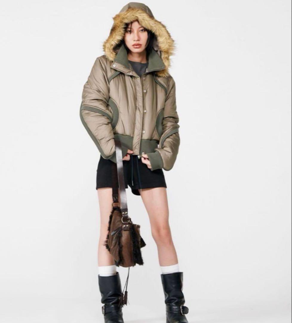 ジャケット・アウター beeden SWITCHING RIB 2WAY PUFFER JACKET