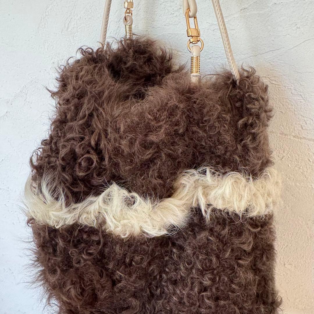 ハンドメイド　羊革シープスキン　ムートン　デイリーバッグ