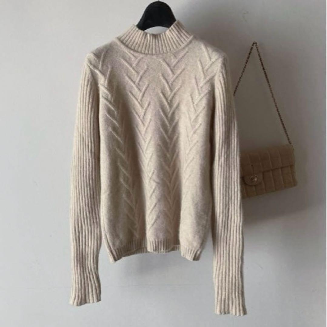 ヴェンティウーノ＊最高級起毛感 カシミヤ100% ゆるいハイネックニット＊