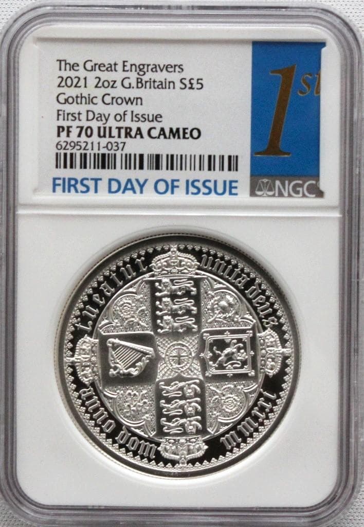 2021年イギリス ゴシッククラウンリバースシールド2oz NGC PF70UC
