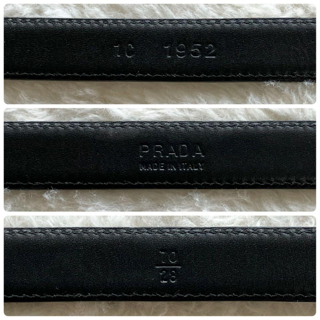 PRADA サフィアーノレザー スクエア ベルト ブラック 28 70