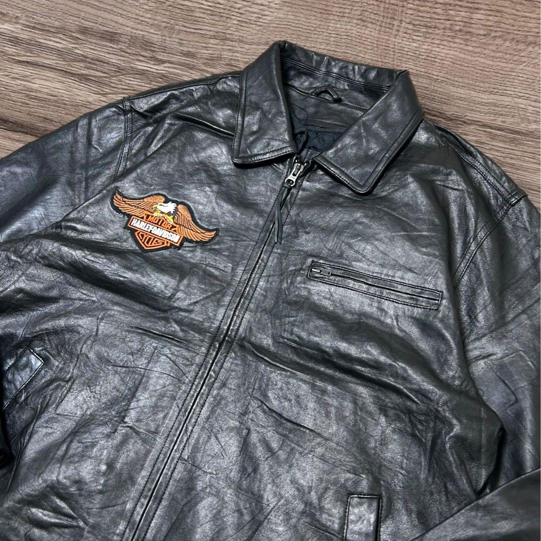 やすお90sレザージャケットシングルライダースハーレーダビッドソンカスタム