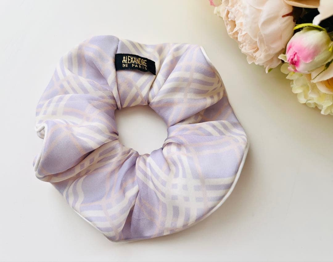 アレクサンドルドゥルドゥパリ　チェック柄 シュシュ　パープル