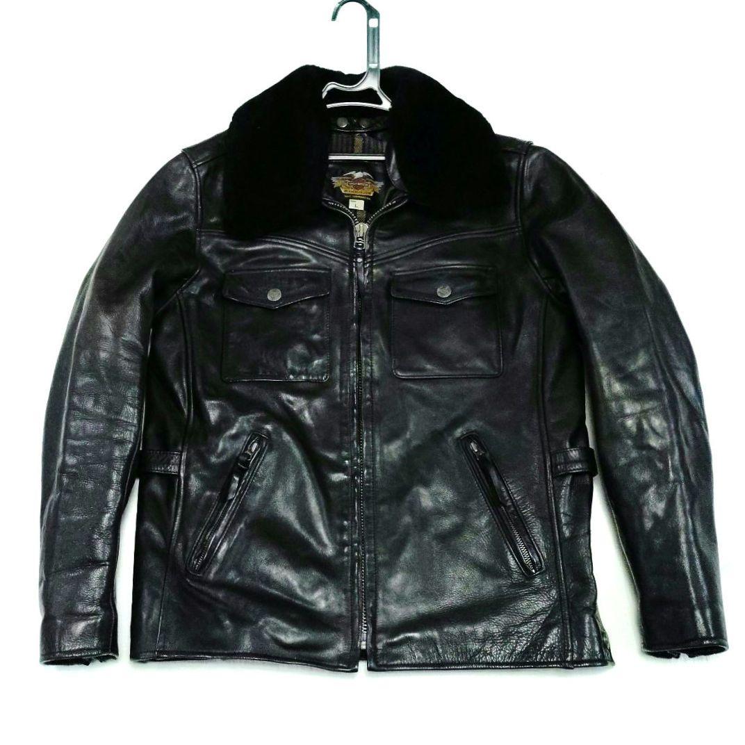 ハーレーダビッドソン★ホースハイド ライダースジャケット ブラック Ｌ