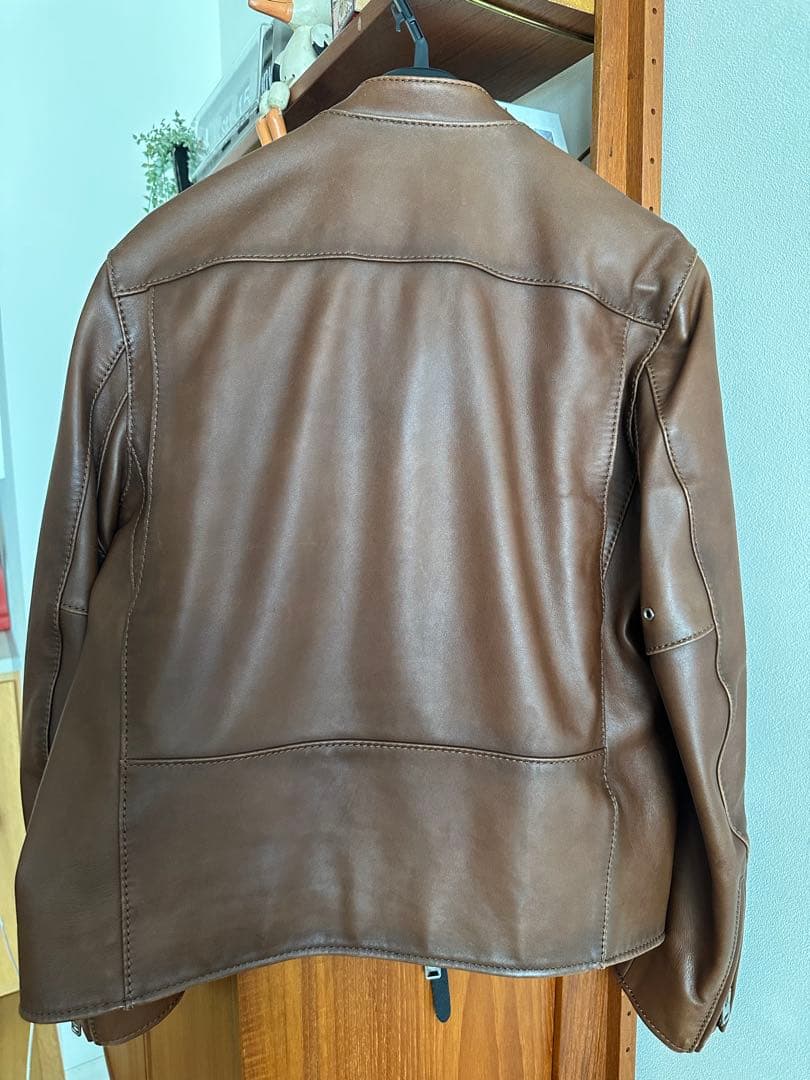 COACH レザーシングルライダースジャケット 48