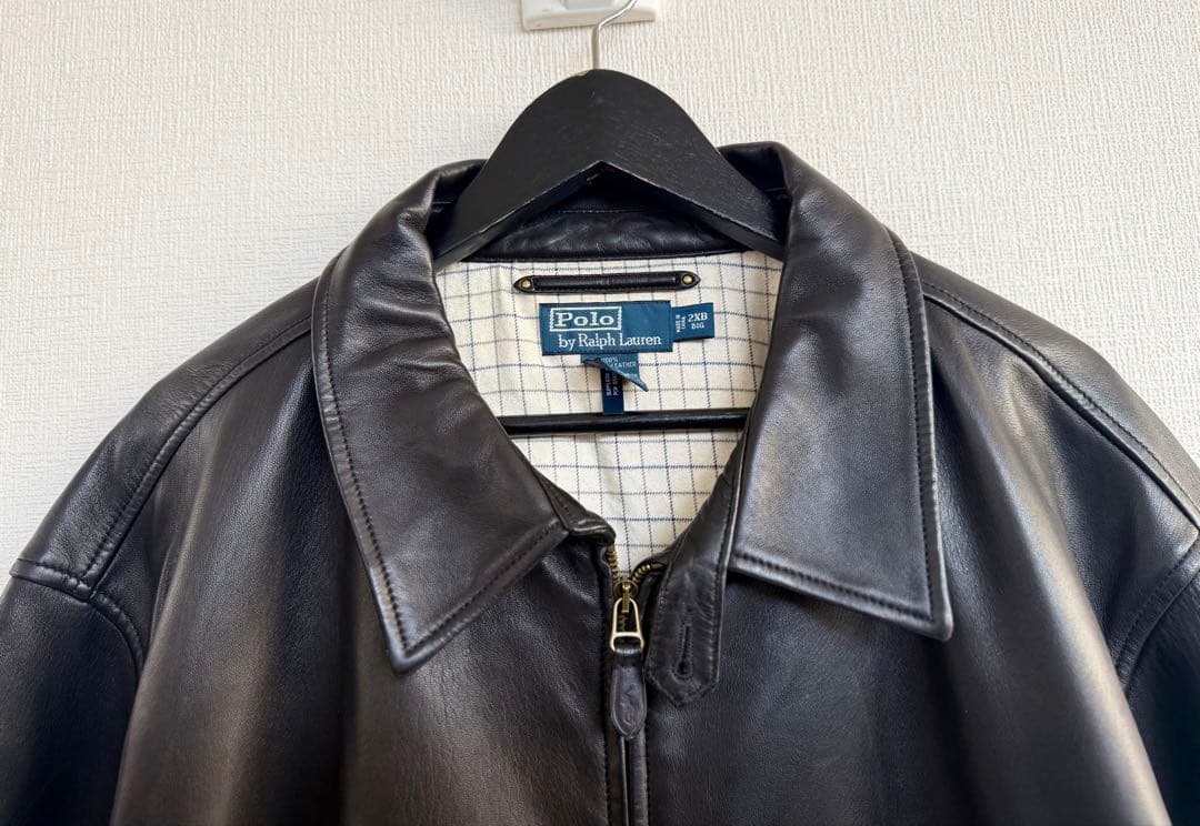 超スペシャル 90s ラルフローレン レザー ジャケット XXL ブラック 黒