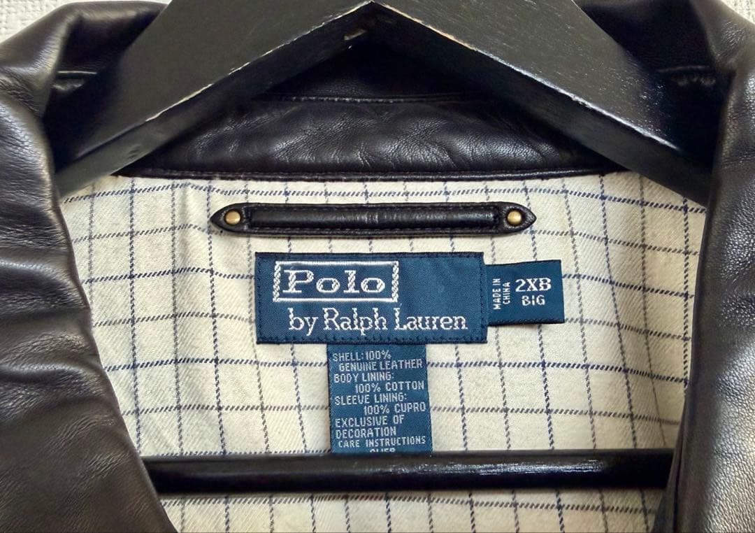 超スペシャル 90s ラルフローレン レザー ジャケット XXL ブラック 黒