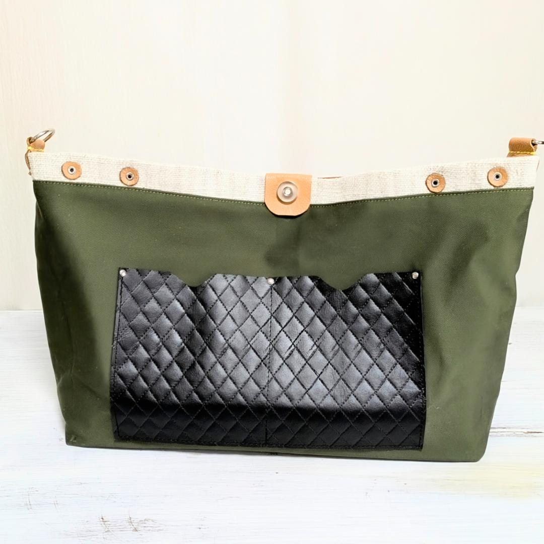 ハンドメイドantiquelinenspunグレインサック×牛革３WAY