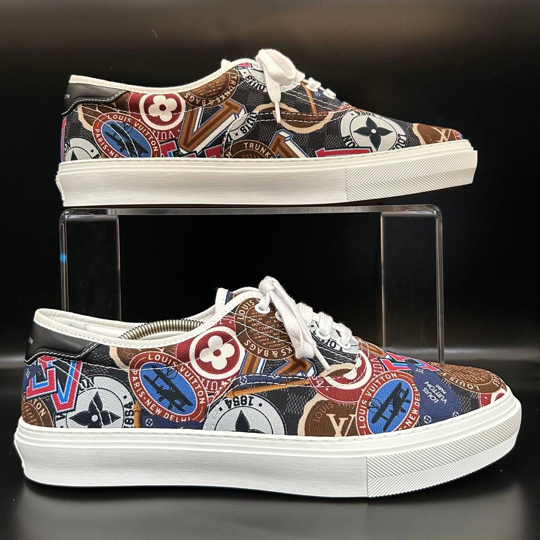 【新品】ルイヴィトン ローカットスニーカー レザー ダミエ ワッペン メンズ 9