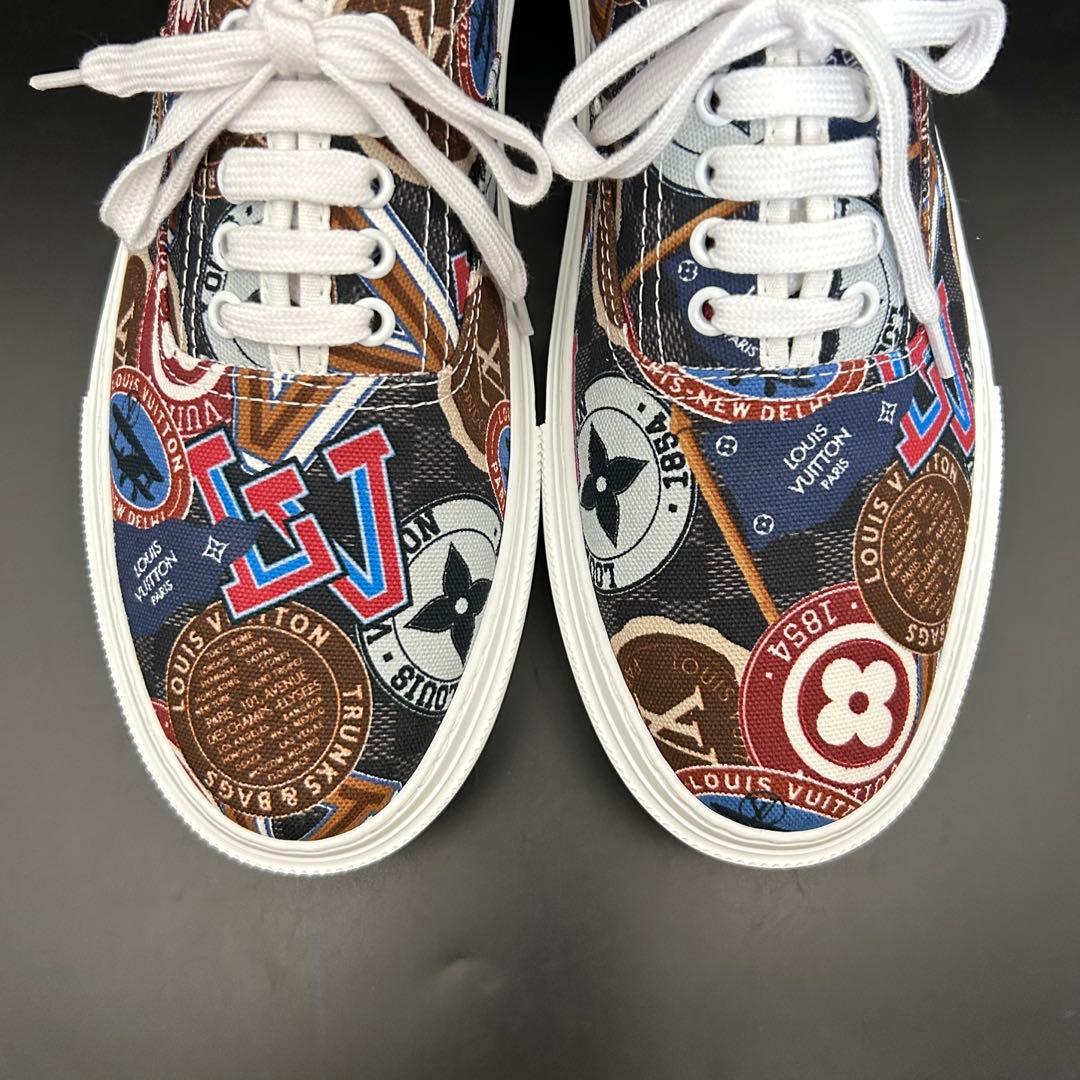 【新品】ルイヴィトン ローカットスニーカー レザー ダミエ ワッペン メンズ 9