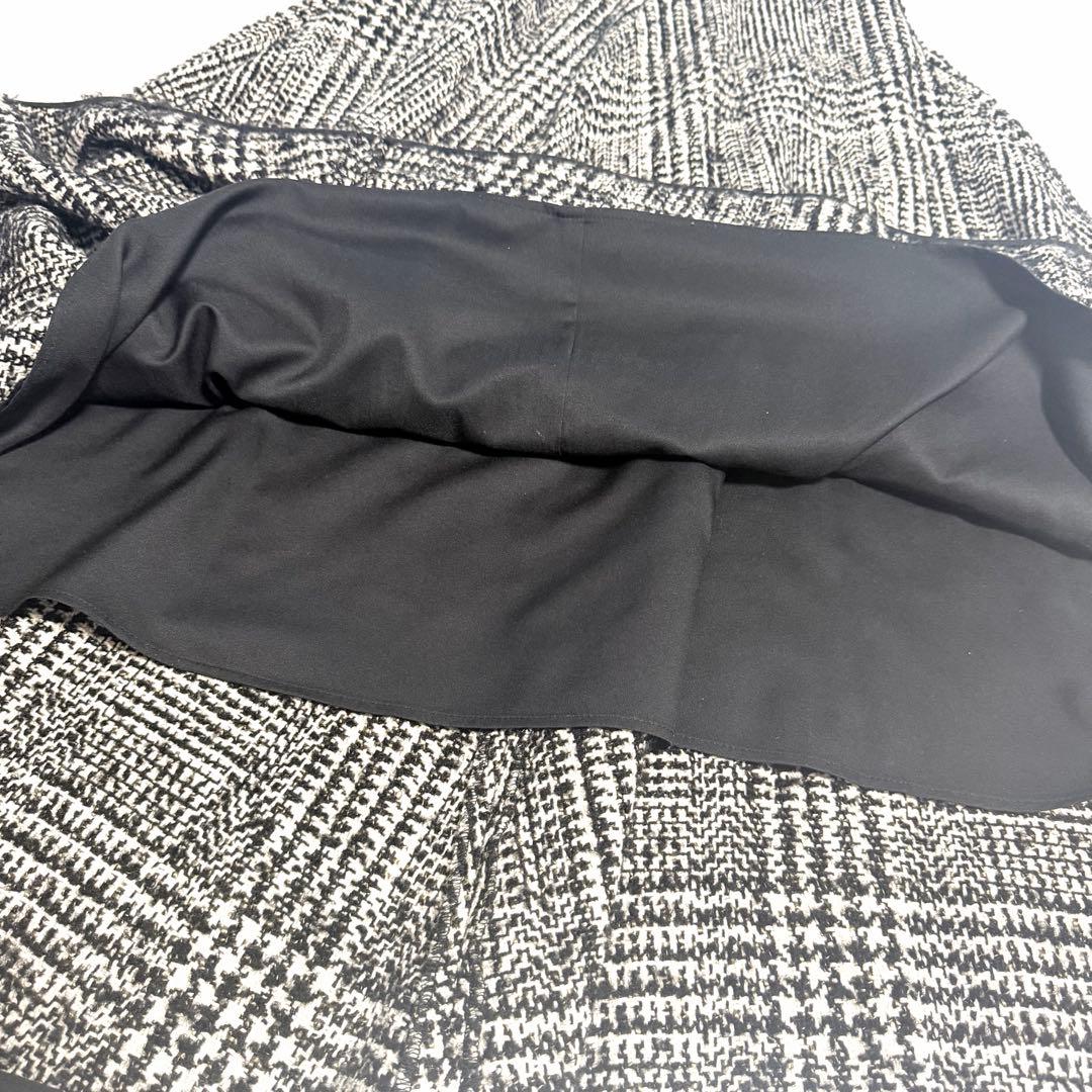 【美品】即完品✨️アニュアンス ウール チェック ツイード フレア スカート 黒