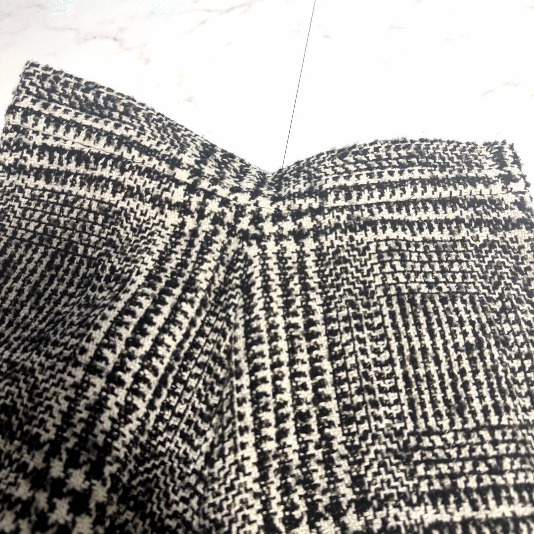 【美品】即完品✨️アニュアンス ウール チェック ツイード フレア スカート 黒