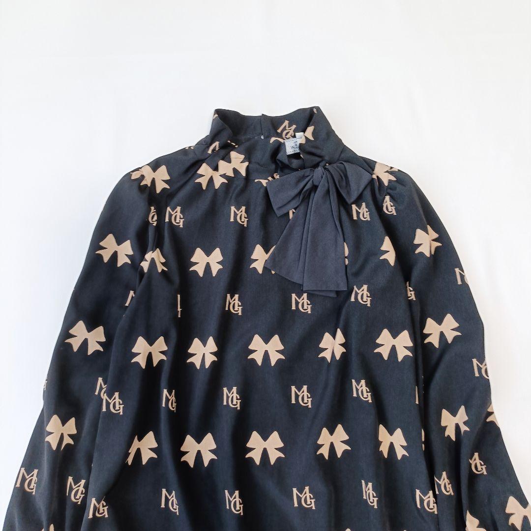 【エムズグレイシー/M’S GRACY】長袖ブラウス　リボン　ロゴ　近年モデル