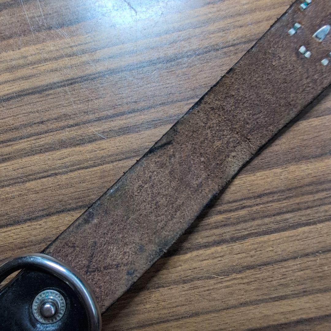 ウルフズヘッド ブラックレザー キーリング スタッズ付き