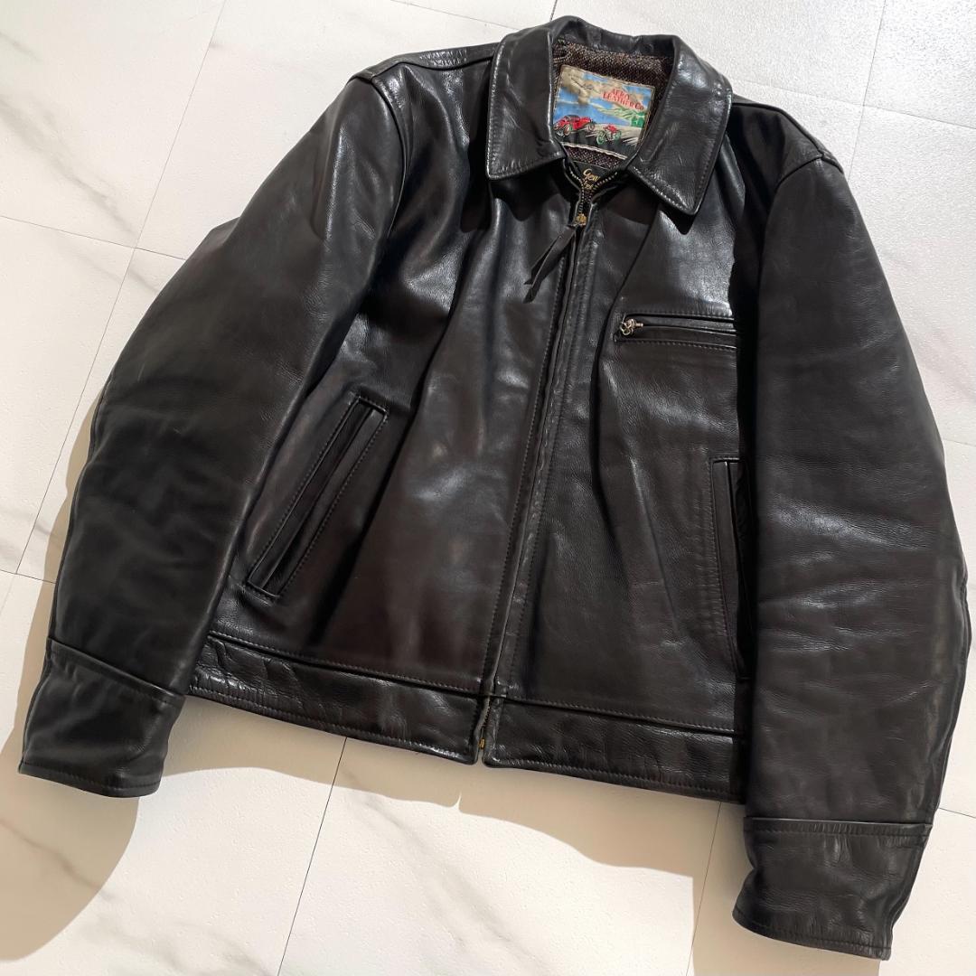 希少80s　エアロレザー　ハイウェイマン　ステアハイド　ライダース　牛革　40