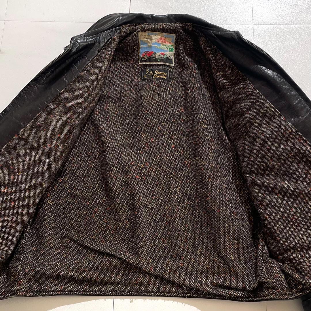 希少80s　エアロレザー　ハイウェイマン　ステアハイド　ライダース　牛革　40