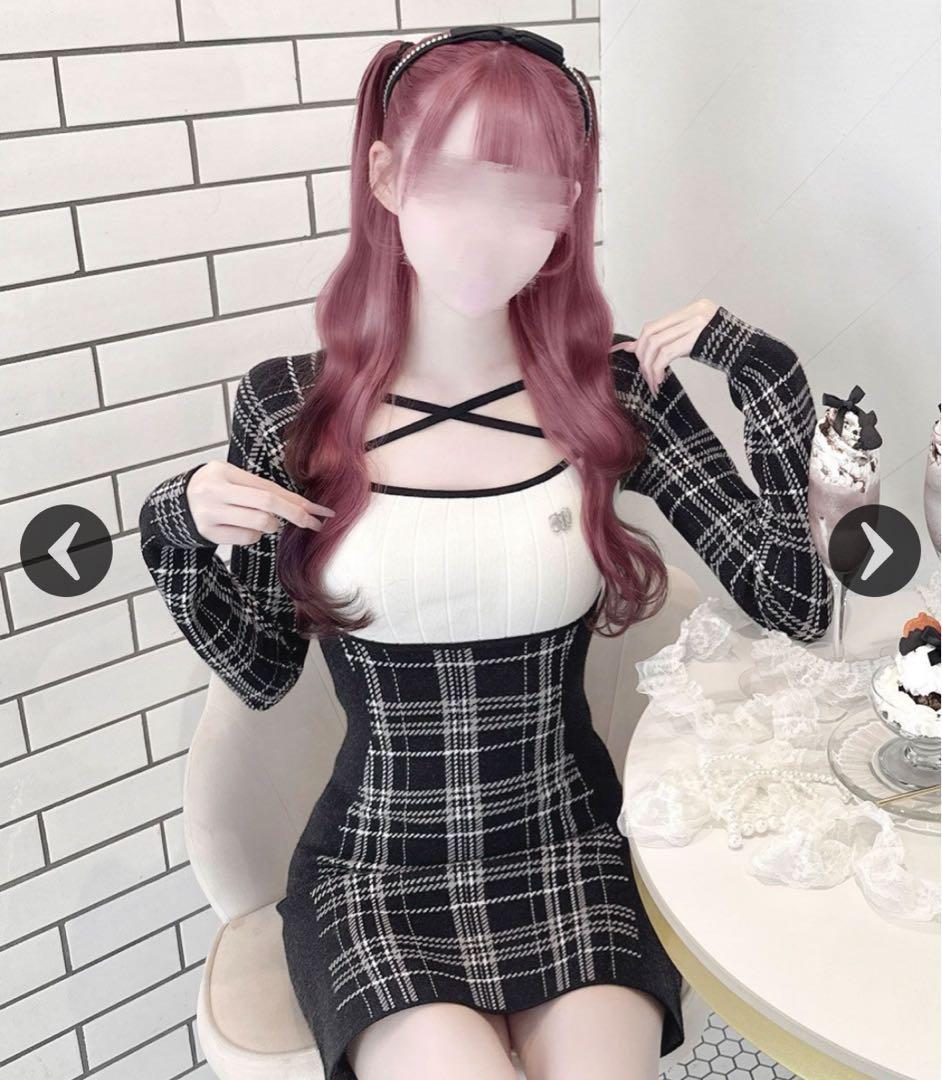 ハニミュ ハニーミュウ チェックタイトニットワンピース