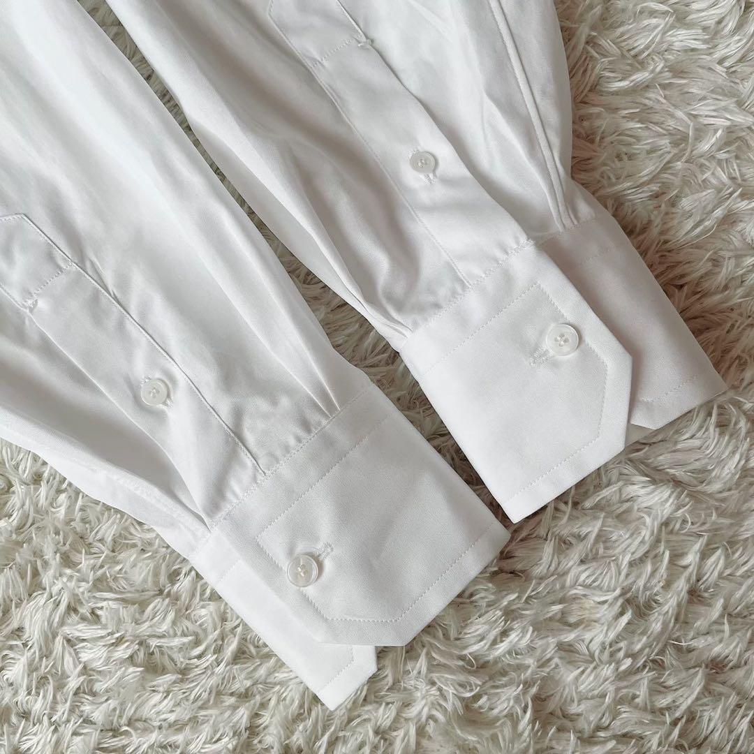 【美品】ブラミンク バンドカラーオーバーサイズワイドシャツ 白