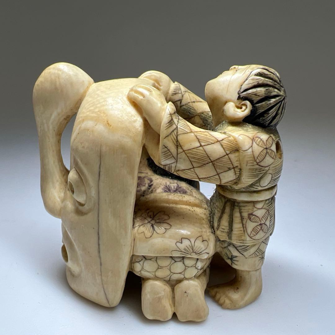 極上子供に天狗根付　33g 東Y8-0106☆2F