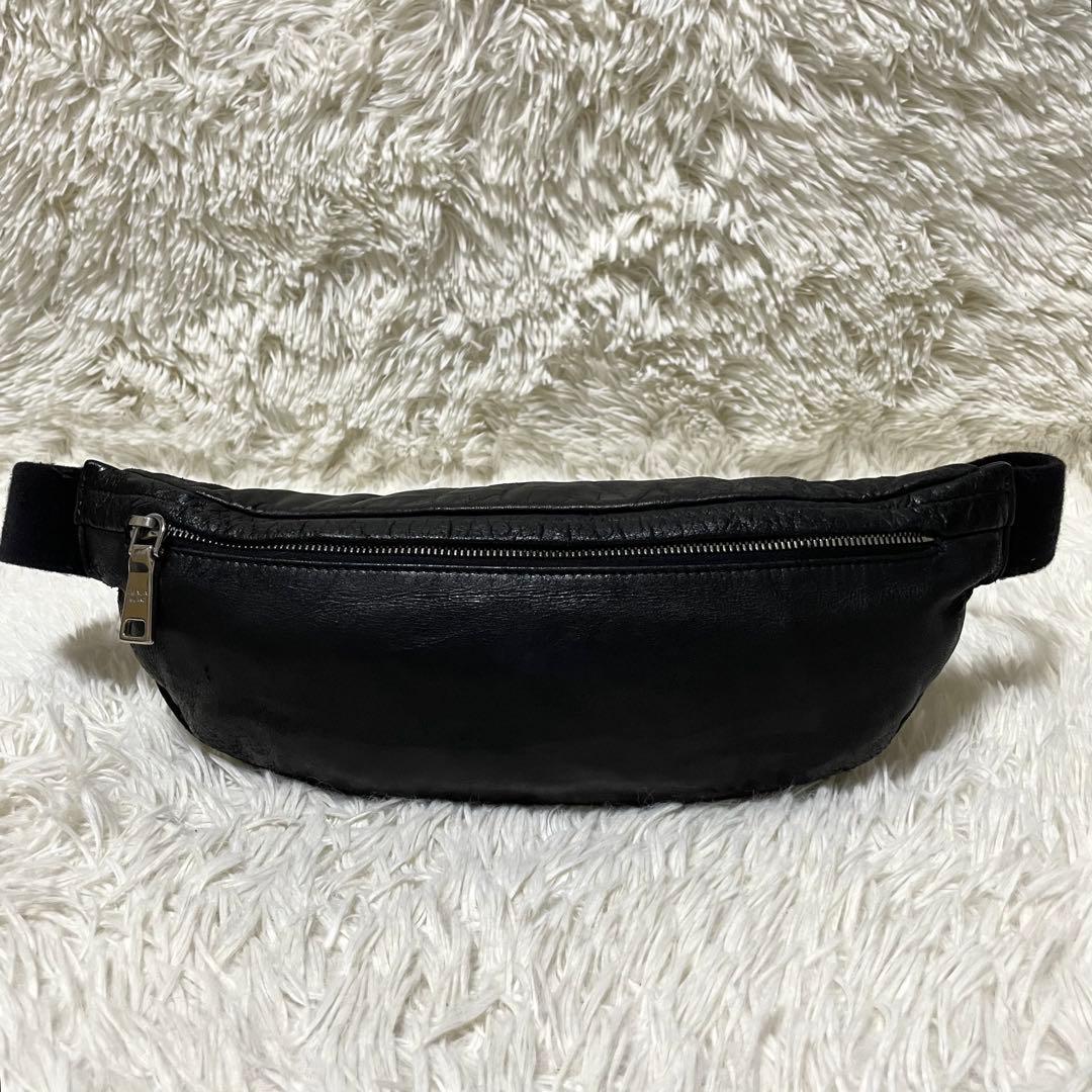 【良品】PRADA プラダ　ボディバッグ　ウエストポーチ　オールレザー　ブラック
