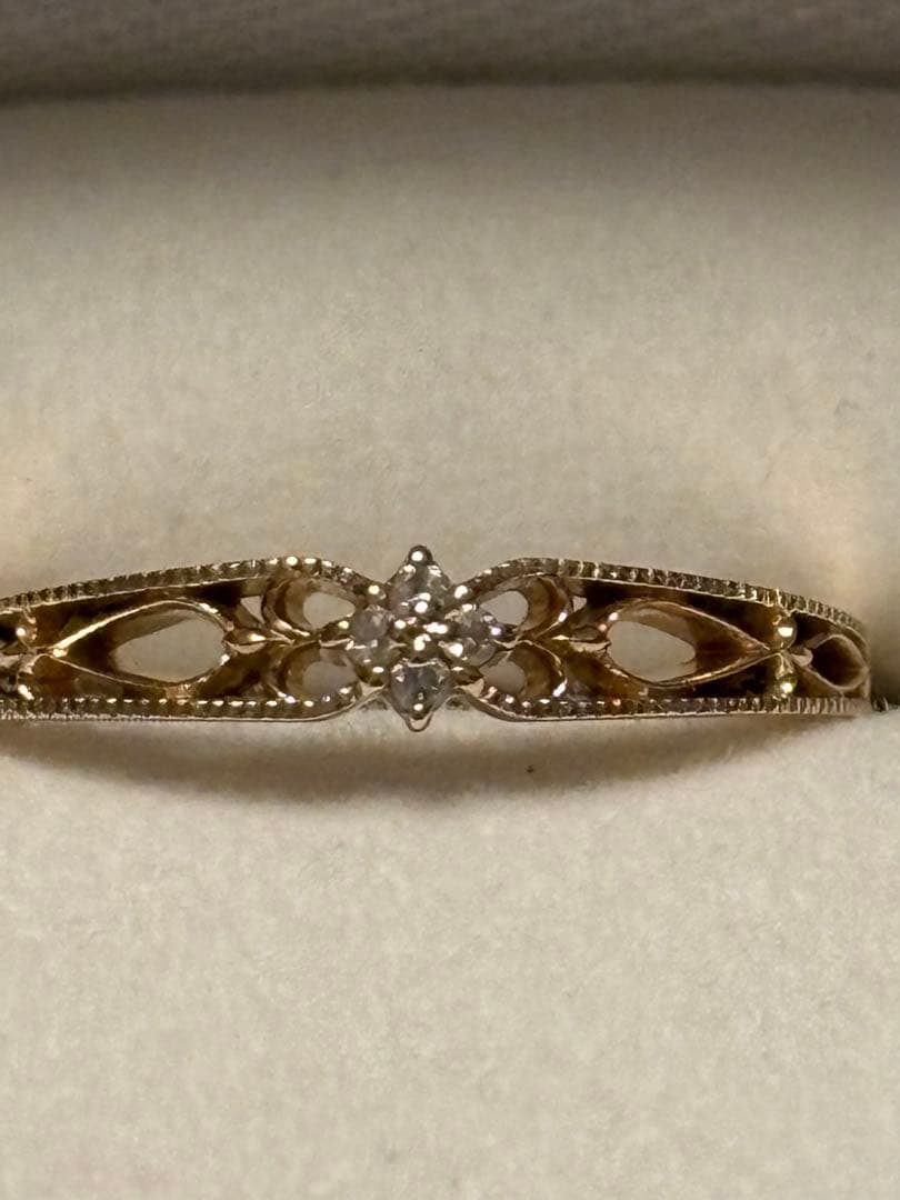 agete K10 透かしダイヤモンドリング 11号【目立った傷や汚れなし】