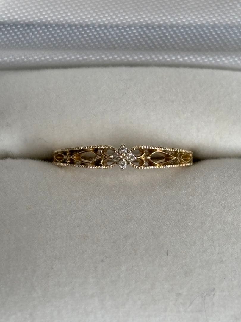 agete K10 透かしダイヤモンドリング 11号【目立った傷や汚れなし】