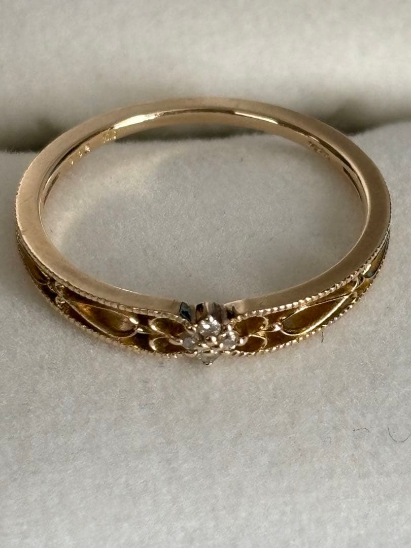 agete K10 透かしダイヤモンドリング 11号【目立った傷や汚れなし】