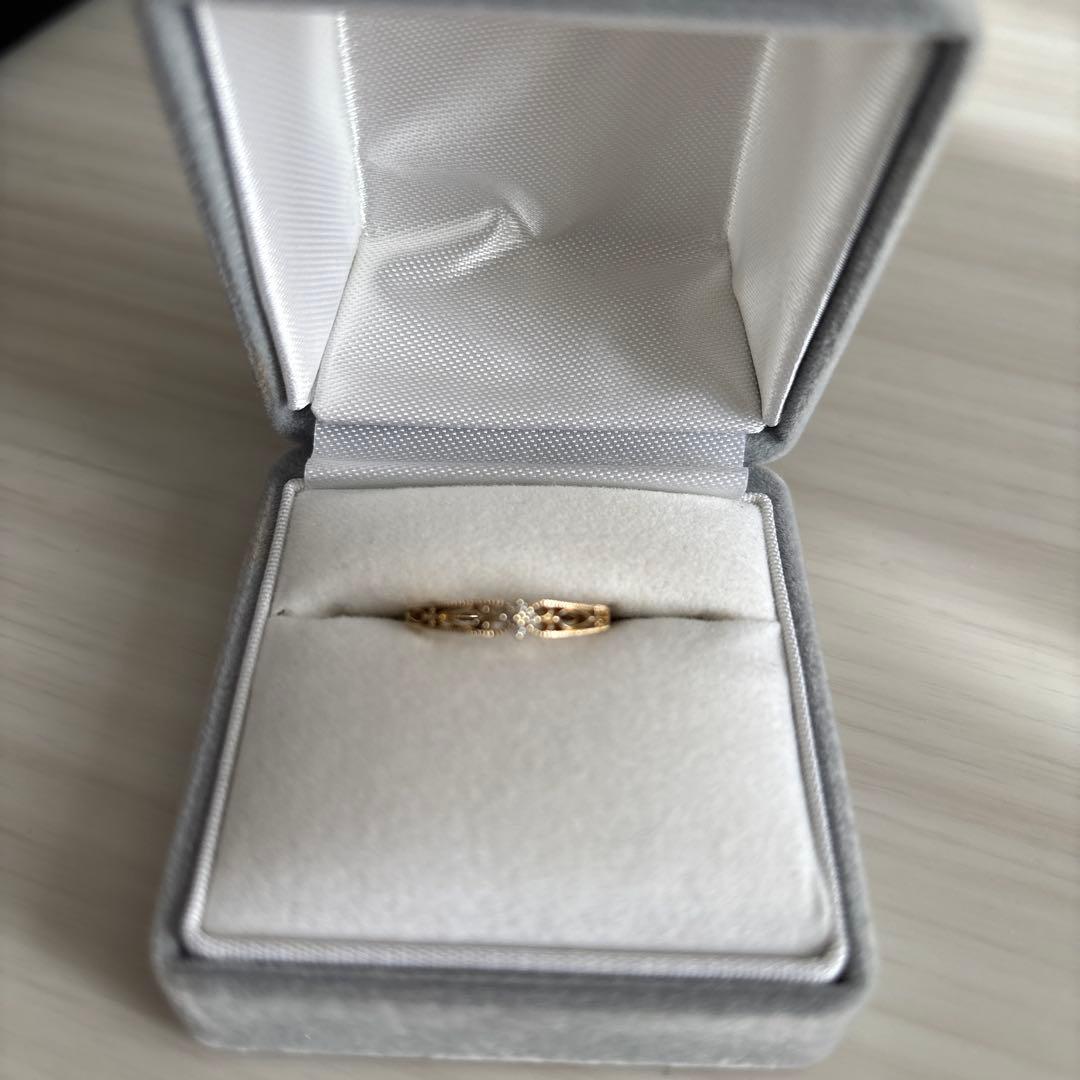 agete K10 透かしダイヤモンドリング 11号【目立った傷や汚れなし】