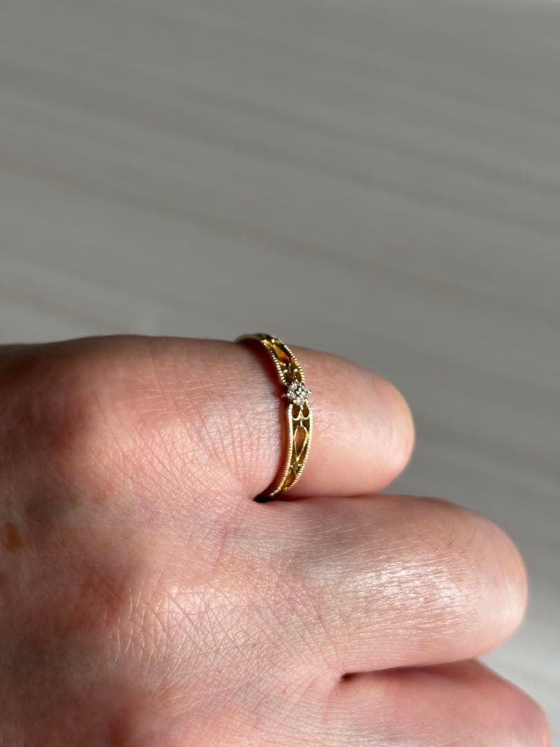 agete K10 透かしダイヤモンドリング 11号【目立った傷や汚れなし】