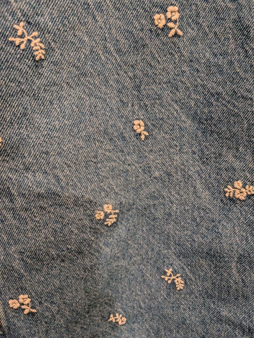 極美品 セザンヌ SÉZANE 花刺繍 ワイドデニム Le Crop 36