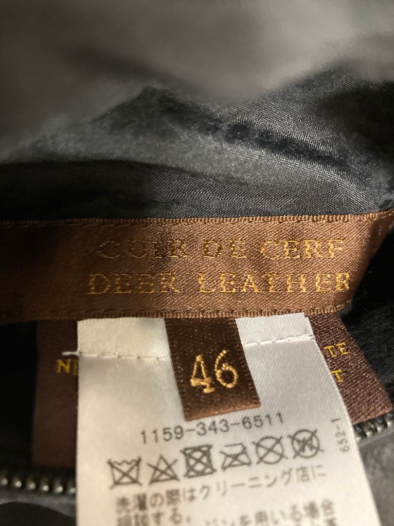 【売り切り価格】seraphin レザーフライトジャケット 黒 46 鹿革