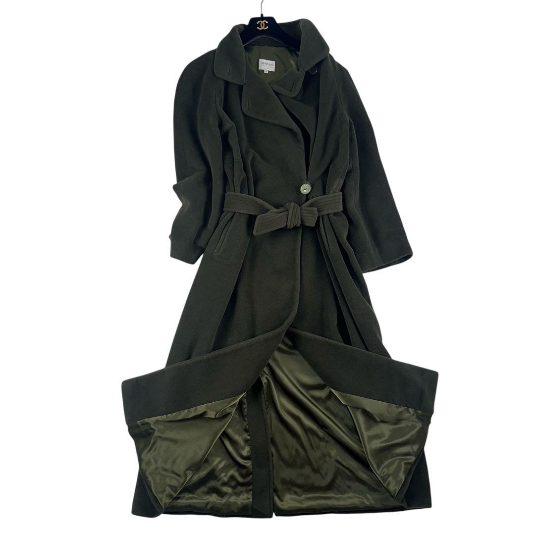 アルマーニコレツォーニ　ロングコート　カシミア混　アンゴラ　マキシ　XL 緑
