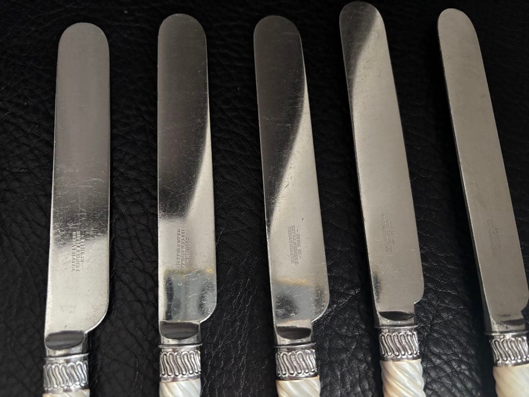 マッピンウエッブ　シルバー　白蝶貝　デザートフォークとナイフセット5組10本