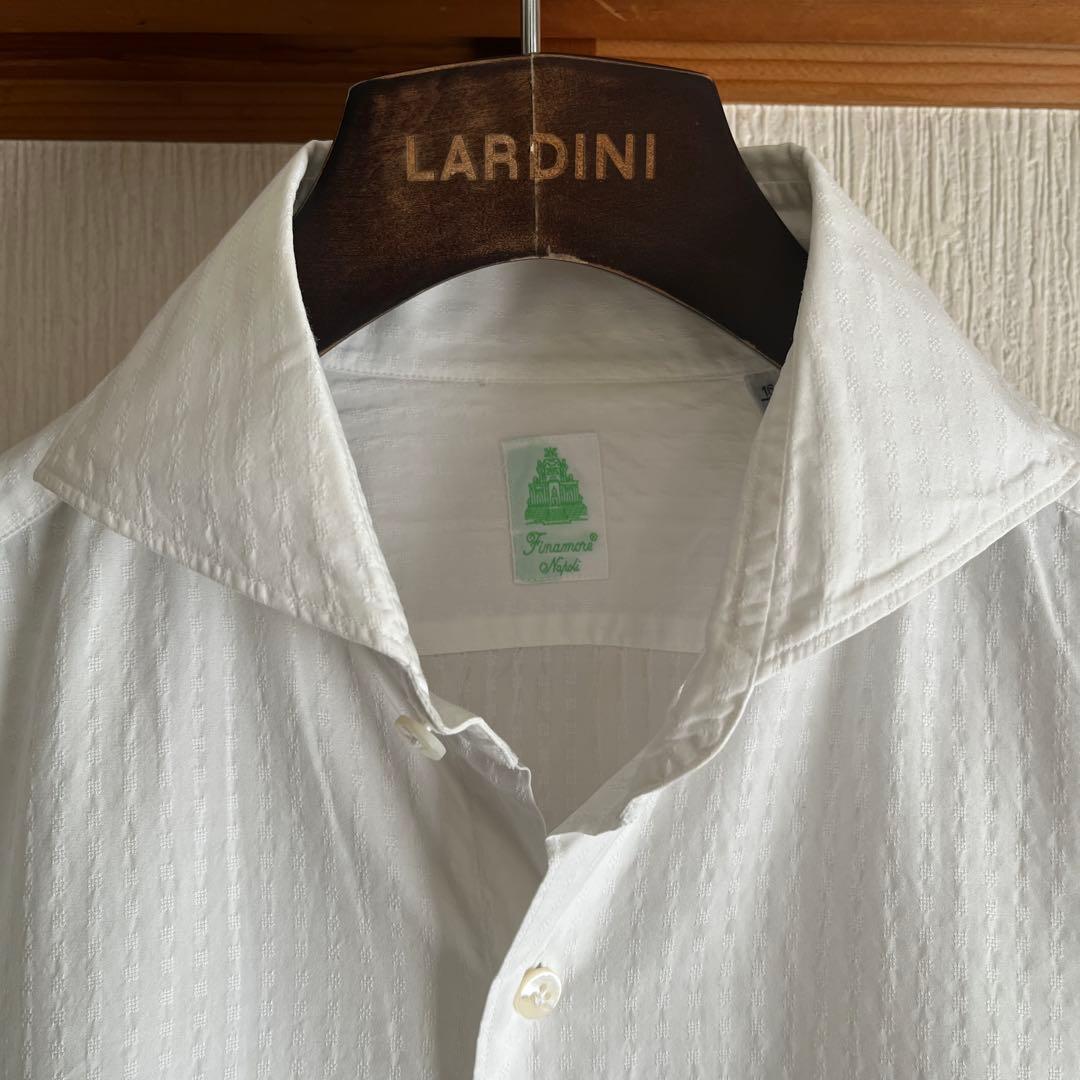 【美品】Finamore フィナモレ　小紋刺繍　シャツ