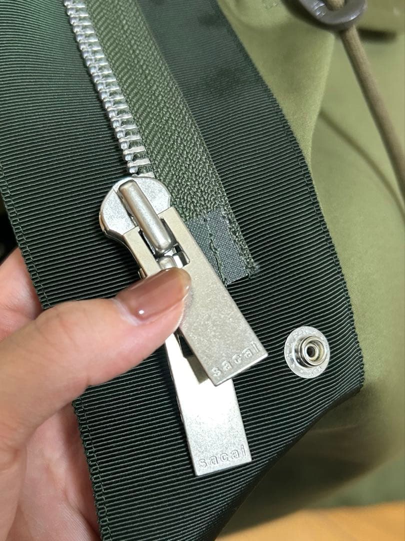sacai サカイ　モッズコート　カーキブルゾン　コットン　レディースsize1