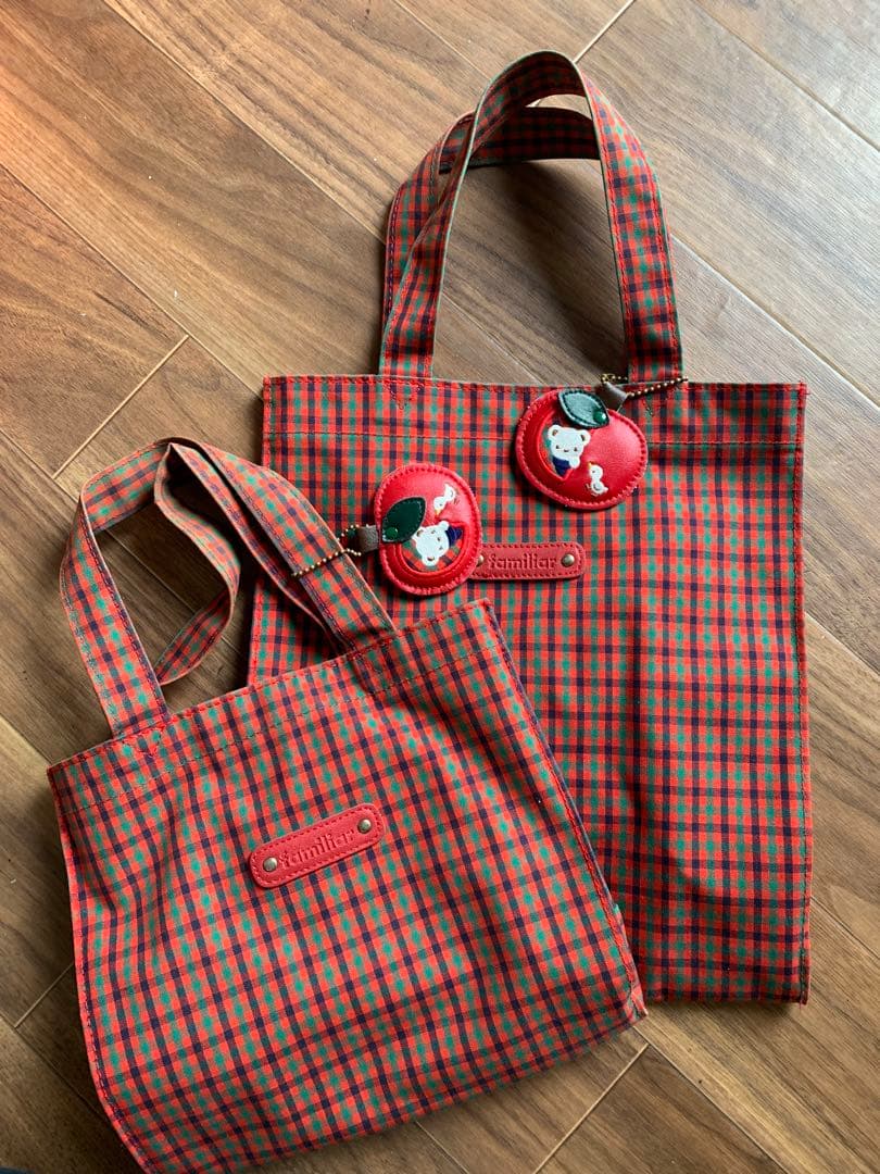 ファミリア 赤チェックバッグ　セット売り