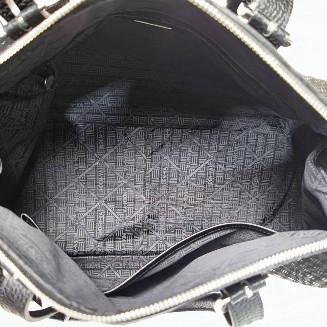 印傳屋 インデンヤ レザー 鹿革 ミニボストンバッグ ブラック