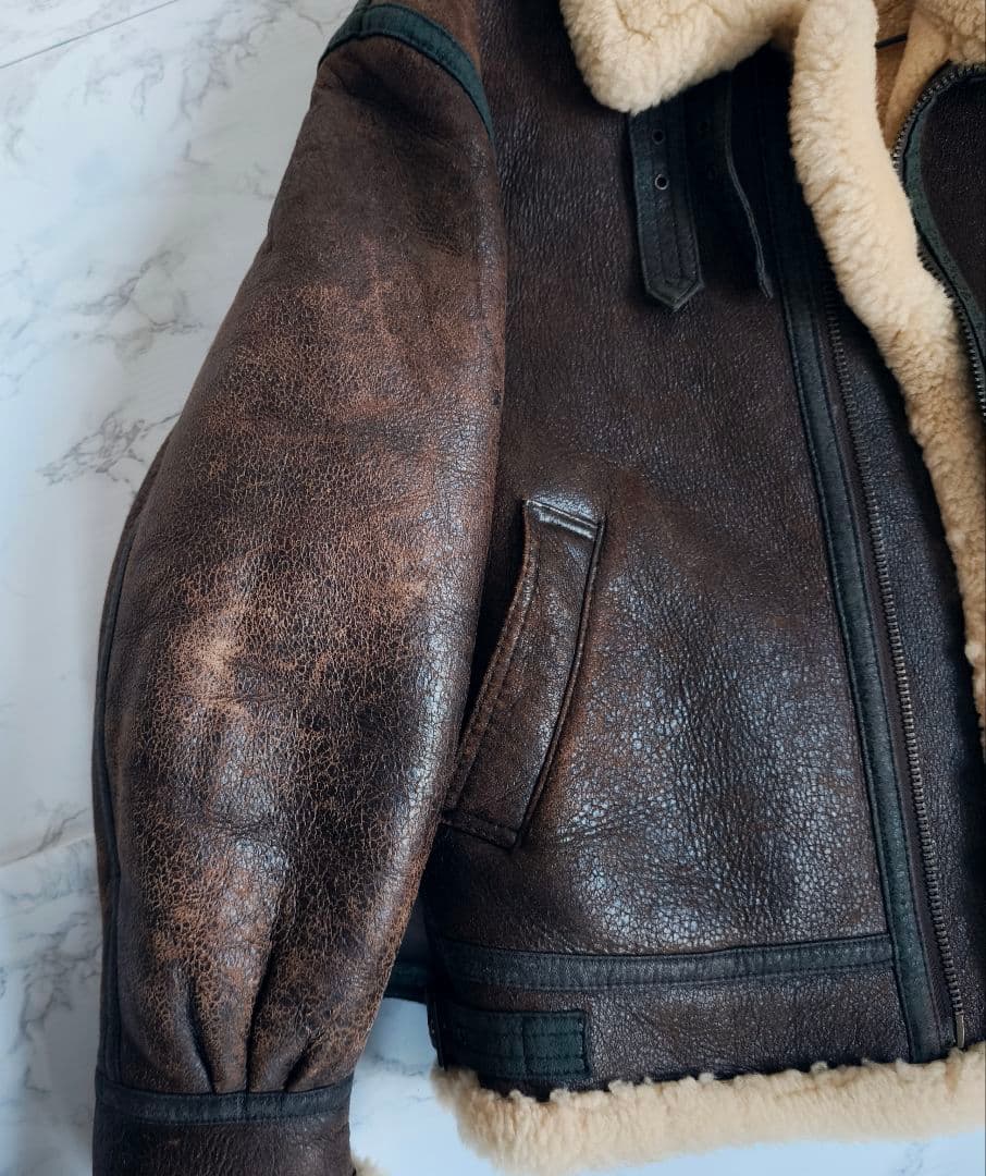 【KeNshiro】ムートンジャケット B3 本革 リアルレザー 裏地ボア