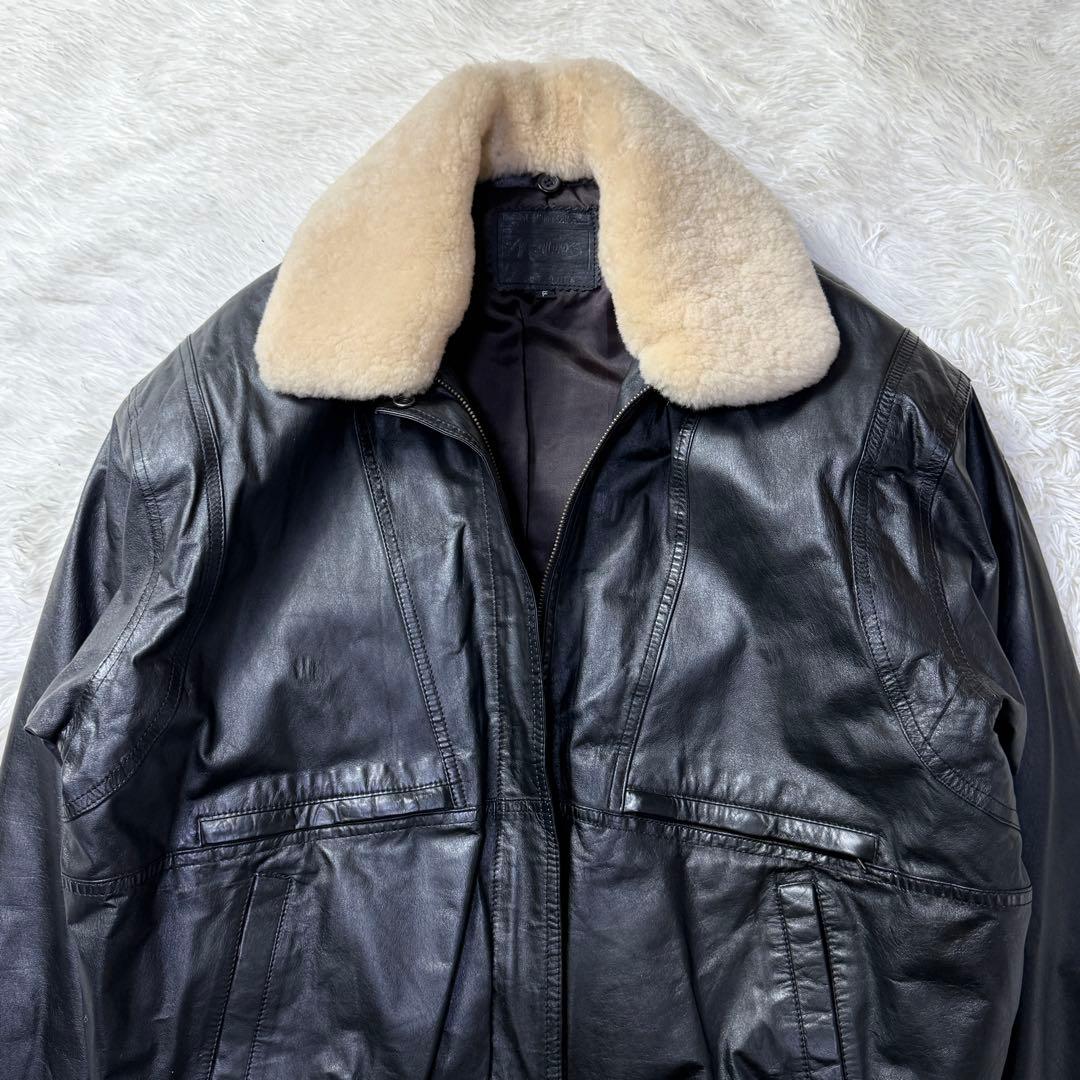 【極美品】90s G-1 ブラックレザー フライトジャケット F 襟ボア・牛革