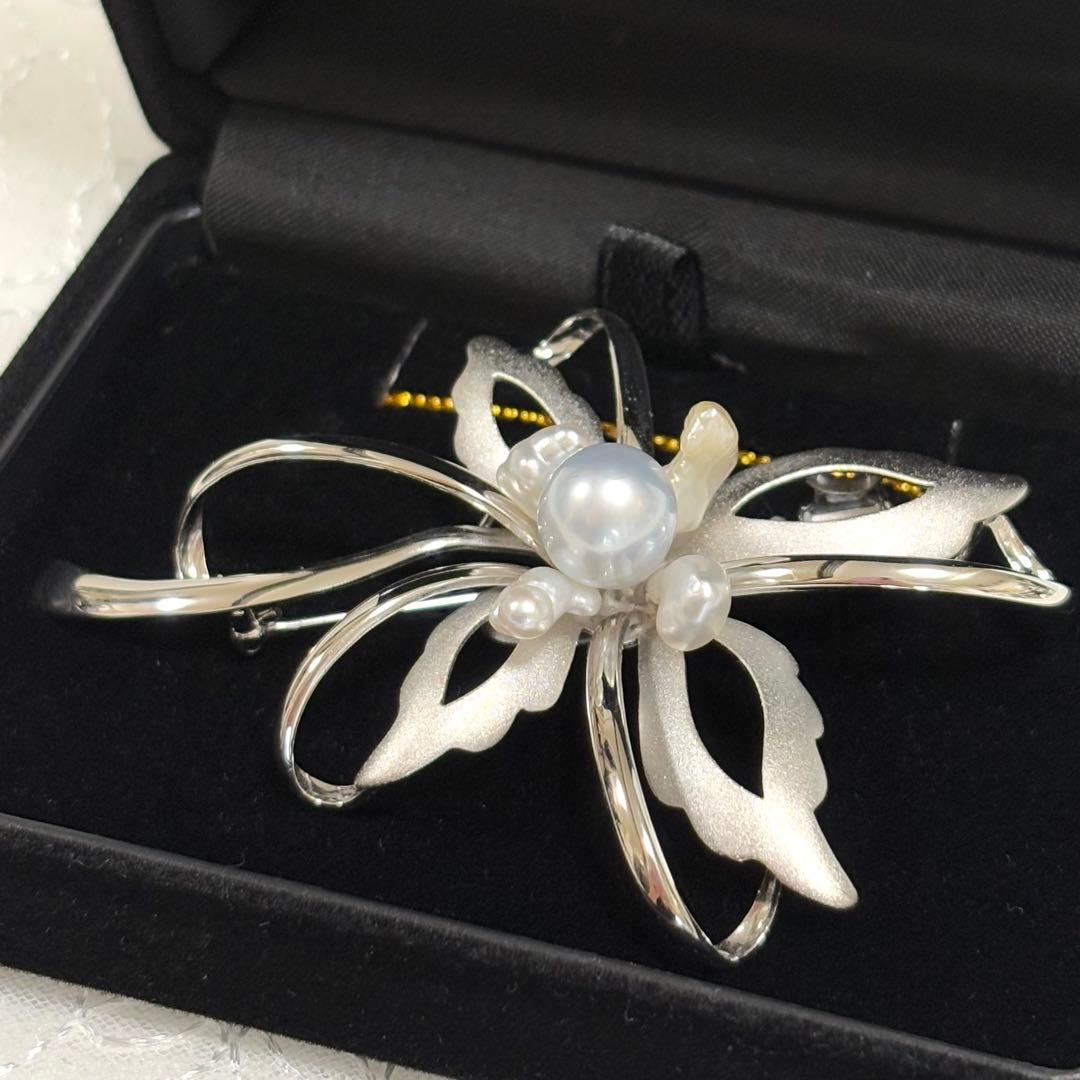 新品 GSTV 黒蝶真珠 白蝶ケシパール ブローチ ネックレストップ 箱/保証書