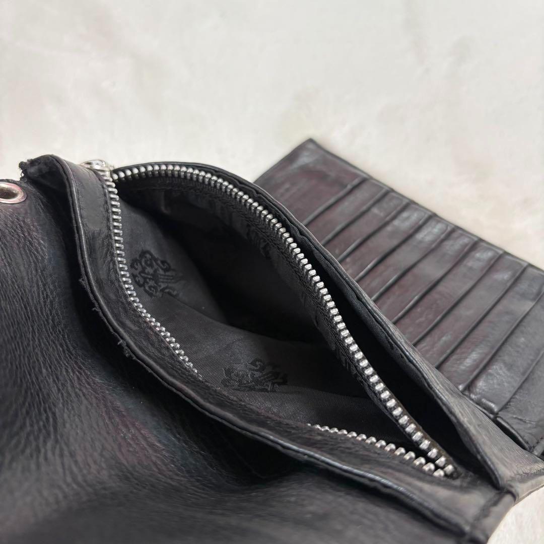 CHROME HEARTS WAVE ダガー　レザーウォレット　長財布　ブラック