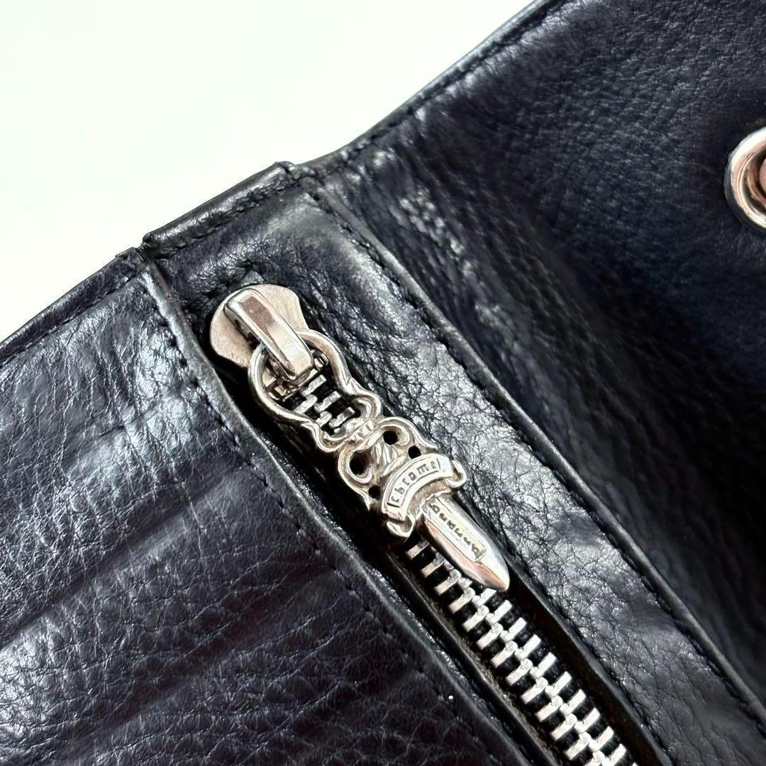 CHROME HEARTS WAVE ダガー　レザーウォレット　長財布　ブラック