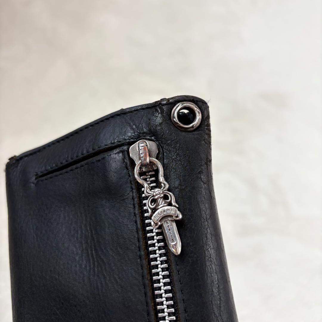 CHROME HEARTS WAVE ダガー　レザーウォレット　長財布　ブラック