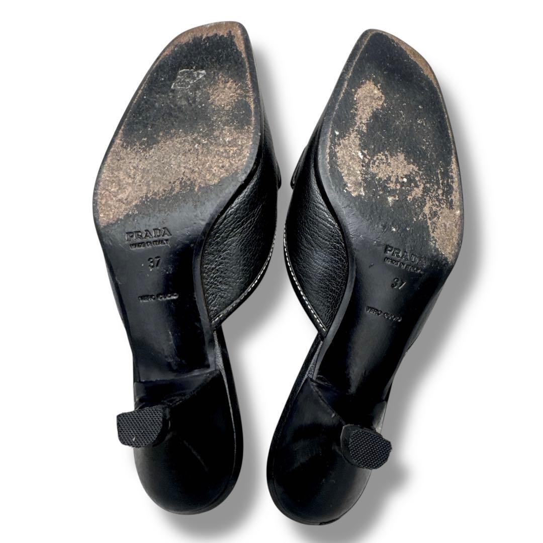 靴 Prada Leather Mule 37 Replaced Heels